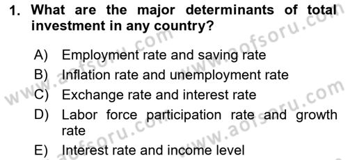 Macroeconomic Theory Dersi 2025 - 2026 Yılı (Final) Dönem Sonu Sınav Soruları 1. Soru