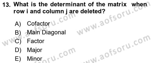 Mathematical Economics Dersi 2023 - 2024 Yılı Yaz Okulu Sınav Soruları 13. Soru
