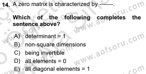Mathematical Economics Dersi 2024 - 2025 Yılı (Vize) Ara Sınav Soruları 14. Soru