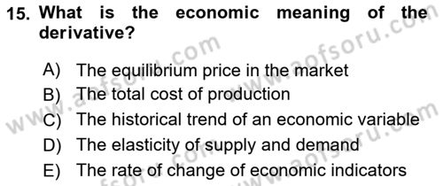 Mathematical Economics Dersi 2024 - 2025 Yılı (Vize) Ara Sınav Soruları 15. Soru