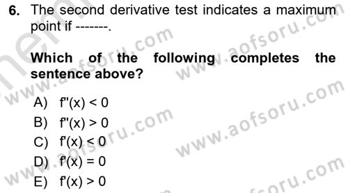 Mathematical Economics Dersi 2024 - 2025 Yılı (Vize) Ara Sınav Soruları 6. Soru