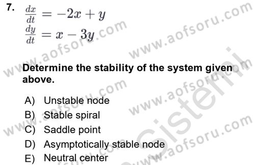 Mathematical Economics Dersi 2024 - 2025 Yılı Yaz Okulu Sınav Soruları 7. Soru