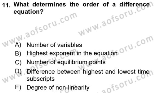 Mathematical Economics Dersi 2025 - 2026 Yılı (Final) Dönem Sonu Sınav Soruları 11. Soru