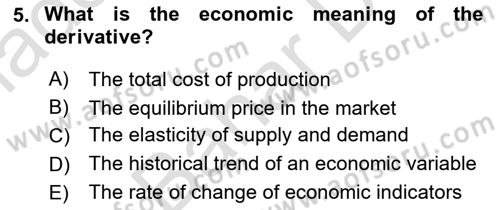 Mathematical Economics Dersi 2025 - 2026 Yılı (Final) Dönem Sonu Sınav Soruları 5. Soru