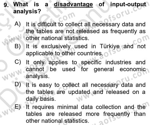 Mathematical Economics Dersi 2025 - 2026 Yılı (Final) Dönem Sonu Sınav Soruları 9. Soru