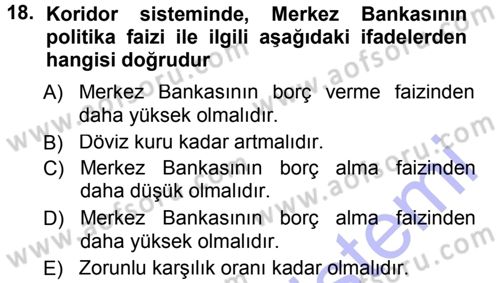 Para ve Banka Dersi 2012 - 2013 Yılı (Final) Dönem Sonu Sınavı 18. Soru