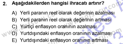 Para ve Banka Dersi 2012 - 2013 Yılı (Final) Dönem Sonu Sınavı 2. Soru