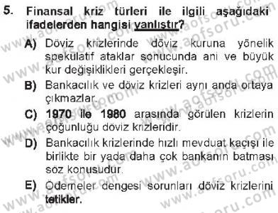 Para ve Banka Dersi 2012 - 2013 Yılı Tek Ders Sınavı 5. Soru