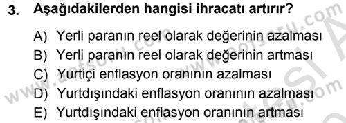 Para ve Banka Dersi 2013 - 2014 Yılı Tek Ders Sınav Soruları 3. Soru