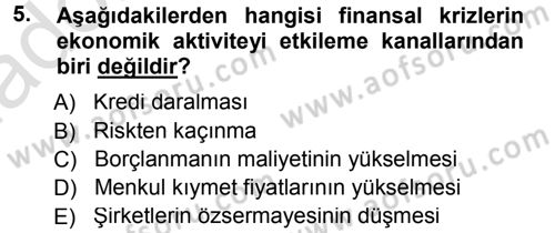 Para ve Banka Dersi 2013 - 2014 Yılı Tek Ders Sınav Soruları 5. Soru