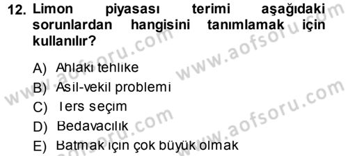 Para ve Banka Dersi 2014 - 2015 Yılı (Vize) Ara Sınav Soruları 12. Soru