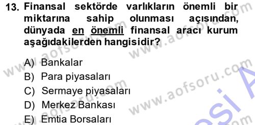 Para ve Banka Dersi Ara Sınavı Deneme Sınav Soruları 13. Soru