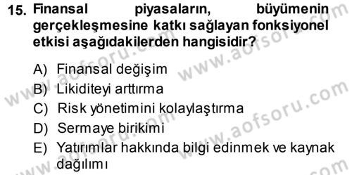 Para ve Banka Dersi Ara Sınavı Deneme Sınav Soruları 15. Soru