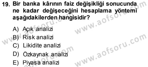 Para ve Banka Dersi Ara Sınavı Deneme Sınav Soruları 19. Soru