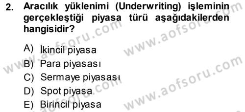 Para ve Banka Dersi 2014 - 2015 Yılı (Vize) Ara Sınavı 2. Soru