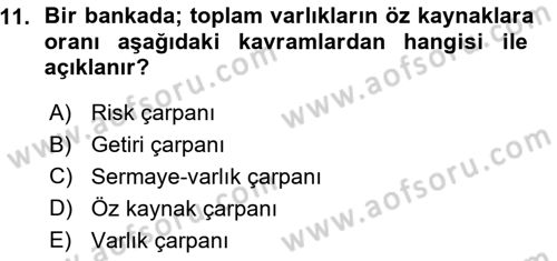 Para ve Banka Dersi 2015 - 2016 Yılı (Vize) Ara Sınav Soruları 11. Soru
