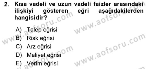 Para ve Banka Dersi 2015 - 2016 Yılı (Vize) Ara Sınav Soruları 2. Soru