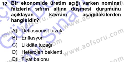 Para ve Banka Dersi 2015 - 2016 Yılı (Final) Dönem Sonu Sınav Soruları 12. Soru