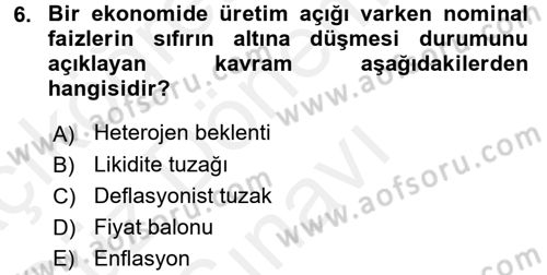 Para ve Banka Dersi 2016 - 2017 Yılı (Final) Dönem Sonu Sınav Soruları 6. Soru