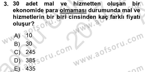 Para ve Banka Dersi 2017 - 2018 Yılı (Vize) Ara Sınav Soruları 3. Soru