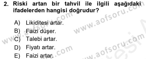 Para ve Banka Dersi 2017 - 2018 Yılı (Final) Dönem Sonu Sınav Soruları 2. Soru