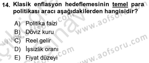 Para ve Banka Dersi 2018 - 2019 Yılı 3 Ders Sınav Soruları 14. Soru