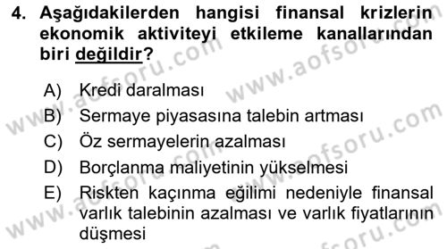 Para ve Banka Dersi 2018 - 2019 Yılı 3 Ders Sınav Soruları 4. Soru