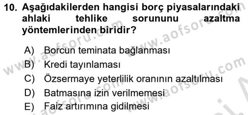 Para ve Banka Dersi 2022 - 2023 Yılı (Vize) Ara Sınavı 10. Soru