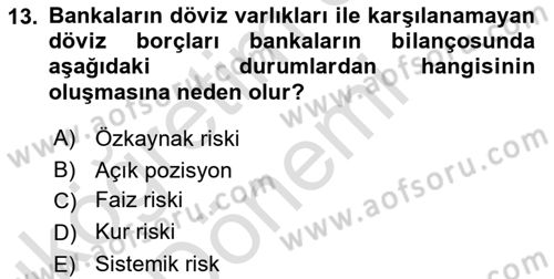 Para ve Banka Dersi 2022 - 2023 Yılı (Vize) Ara Sınavı 13. Soru