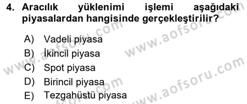 Para ve Banka Dersi 2022 - 2023 Yılı (Vize) Ara Sınavı 4. Soru