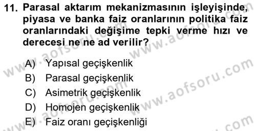 Para ve Banka Dersi 2022 - 2023 Yılı (Final) Dönem Sonu Sınavı 11. Soru