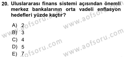 Para ve Banka Dersi 2022 - 2023 Yılı (Final) Dönem Sonu Sınavı 20. Soru