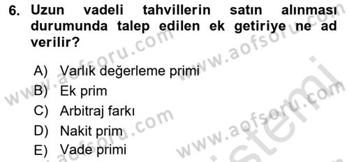 Para ve Banka Dersi 2022 - 2023 Yılı (Final) Dönem Sonu Sınavı 6. Soru