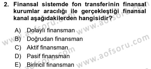 Para ve Banka Dersi 2023 - 2024 Yılı (Vize) Ara Sınav Soruları 2. Soru