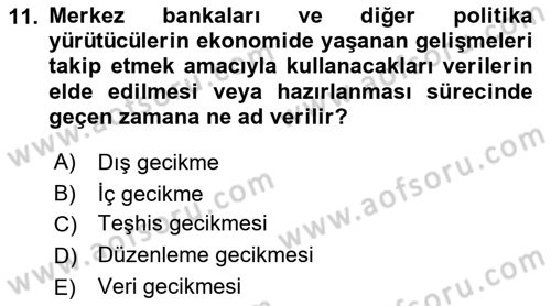 Para ve Banka Dersi 2023 - 2024 Yılı (Final) Dönem Sonu Sınav Soruları 11. Soru