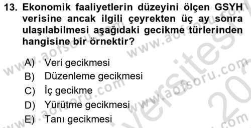 Para ve Banka Dersi 2023 - 2024 Yılı Yaz Okulu Sınav Soruları 13. Soru