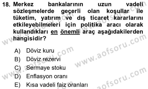 Para ve Banka Dersi 2024 - 2025 Yılı (Final) Dönem Sonu Sınav Soruları 18. Soru