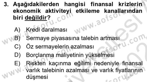 Para ve Banka Dersi 2024 - 2025 Yılı (Final) Dönem Sonu Sınav Soruları 3. Soru