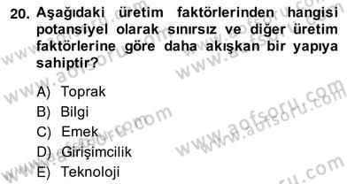Bilgi Ekonomisi Dersi 2013 - 2014 Yılı (Vize) Ara Sınav Soruları 20. Soru