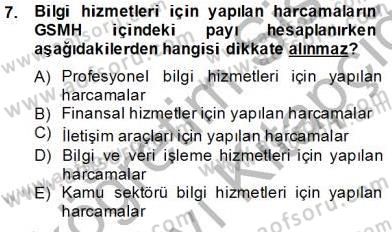 Bilgi Ekonomisi Dersi 2013 - 2014 Yılı Tek Ders Sınavı 7. Soru