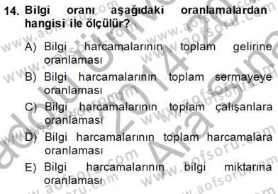 Bilgi Ekonomisi Dersi 2014 - 2015 Yılı (Vize) Ara Sınav Soruları 14. Soru
