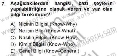 Bilgi Ekonomisi Dersi 2014 - 2015 Yılı (Vize) Ara Sınavı 7. Soru