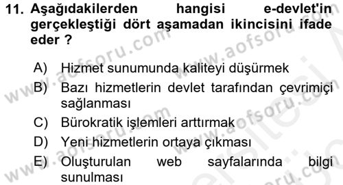 Bilgi Ekonomisi Dersi 2017 - 2018 Yılı 3 Ders Sınav Soruları 11. Soru