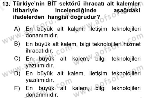 Bilgi Ekonomisi Dersi 2017 - 2018 Yılı 3 Ders Sınav Soruları 13. Soru