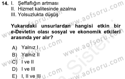Bilgi Ekonomisi Dersi 2017 - 2018 Yılı 3 Ders Sınav Soruları 14. Soru