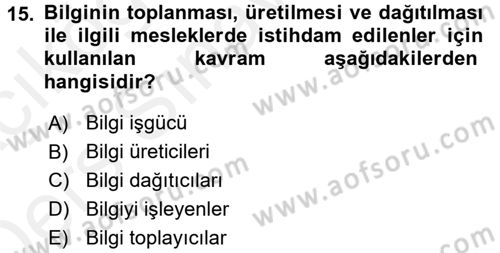 Bilgi Ekonomisi Dersi 2017 - 2018 Yılı 3 Ders Sınav Soruları 15. Soru