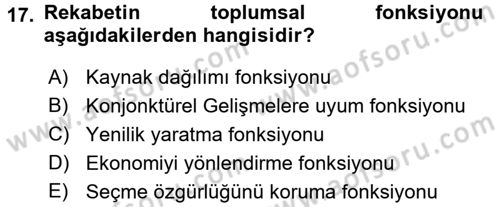 Bilgi Ekonomisi Dersi 2017 - 2018 Yılı 3 Ders Sınav Soruları 17. Soru