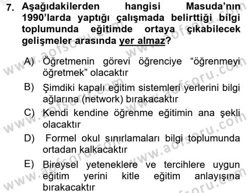 Bilgi Ekonomisi Dersi 2017 - 2018 Yılı 3 Ders Sınav Soruları 7. Soru