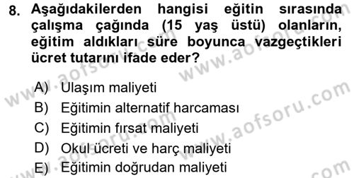 Bilgi Ekonomisi Dersi 2017 - 2018 Yılı 3 Ders Sınav Soruları 8. Soru