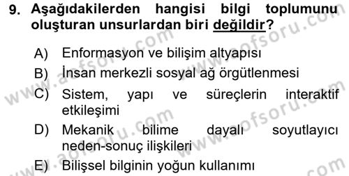 Bilgi Ekonomisi Dersi 2017 - 2018 Yılı 3 Ders Sınav Soruları 9. Soru